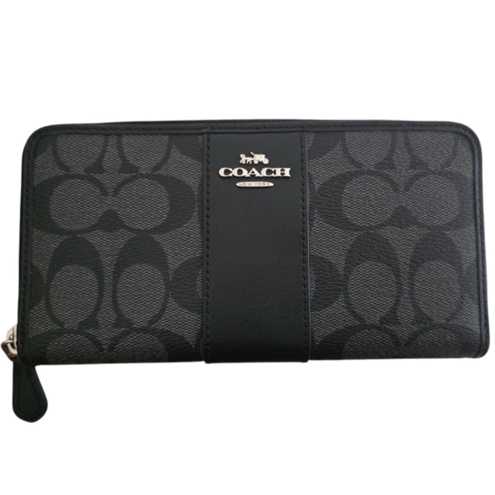 Coach Black Signature Zip Wallet